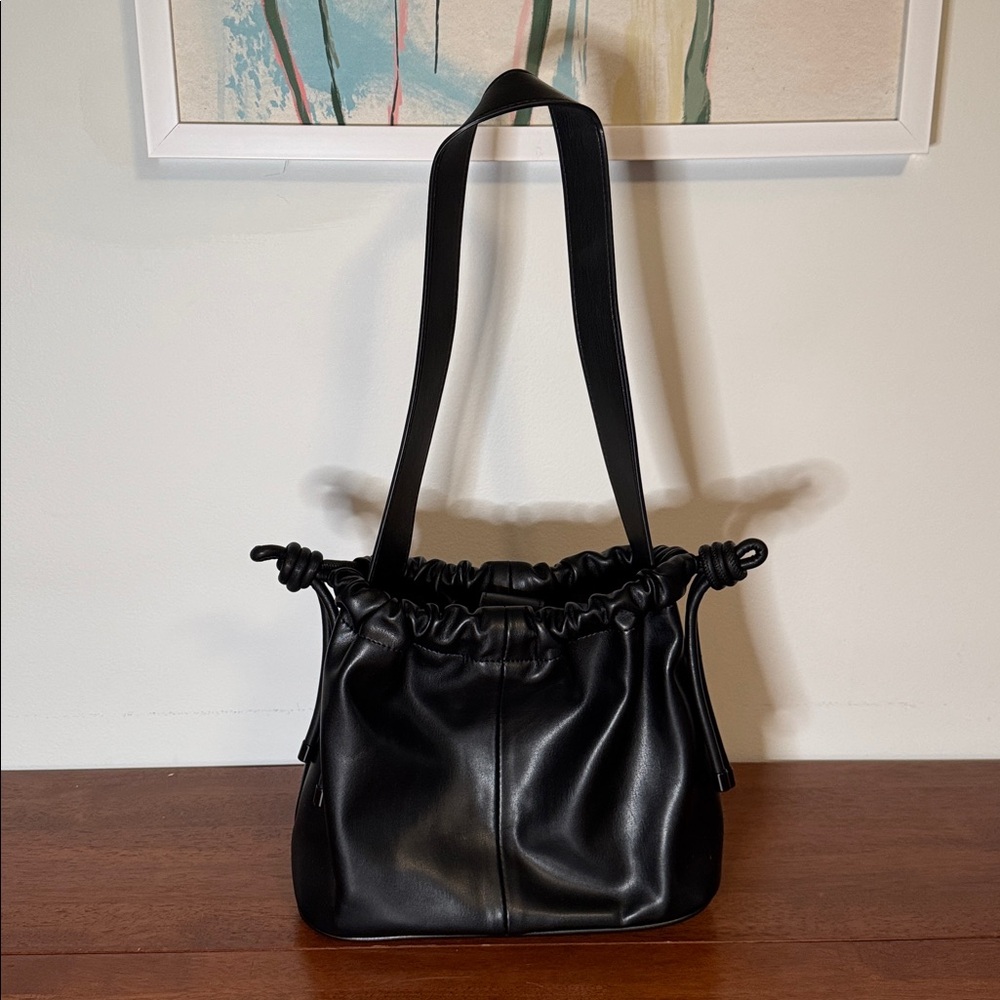 Topshop Faux Leather Drawstring Shoulder Bag